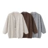 Two piece set of neck hanging vest and cardigan jacket sweater