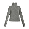 Elastic slim fit high neck long sleeved sweater