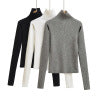 Elastic slim fit high neck long sleeved sweater